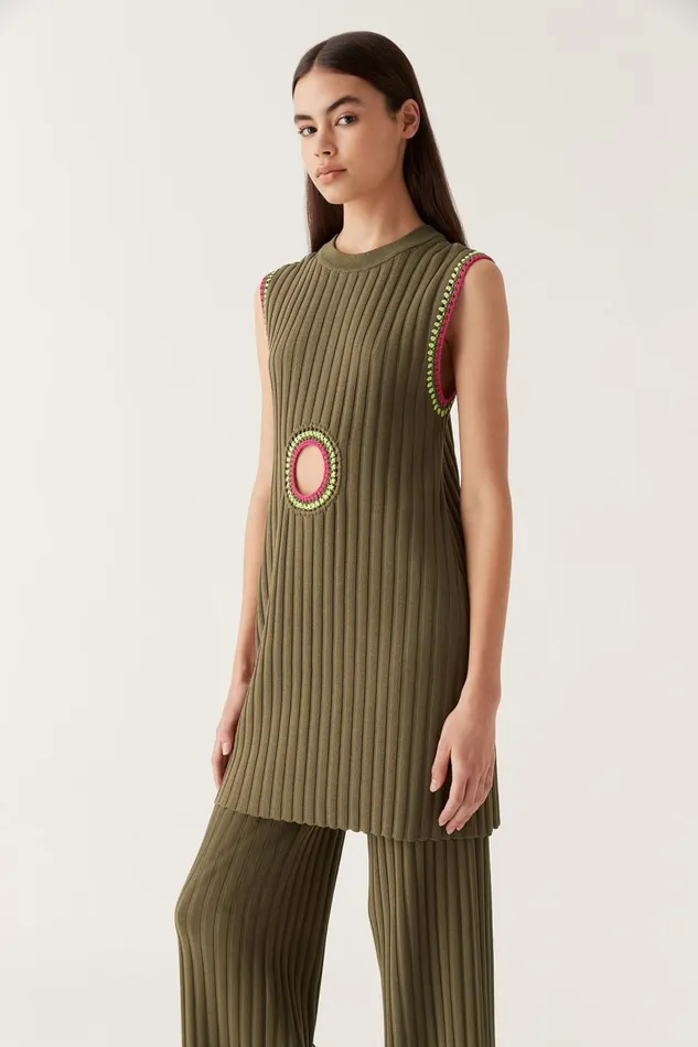 Aje Dresses Tazia Crochet Edge Mini Dress Deep Olive 8211 Women