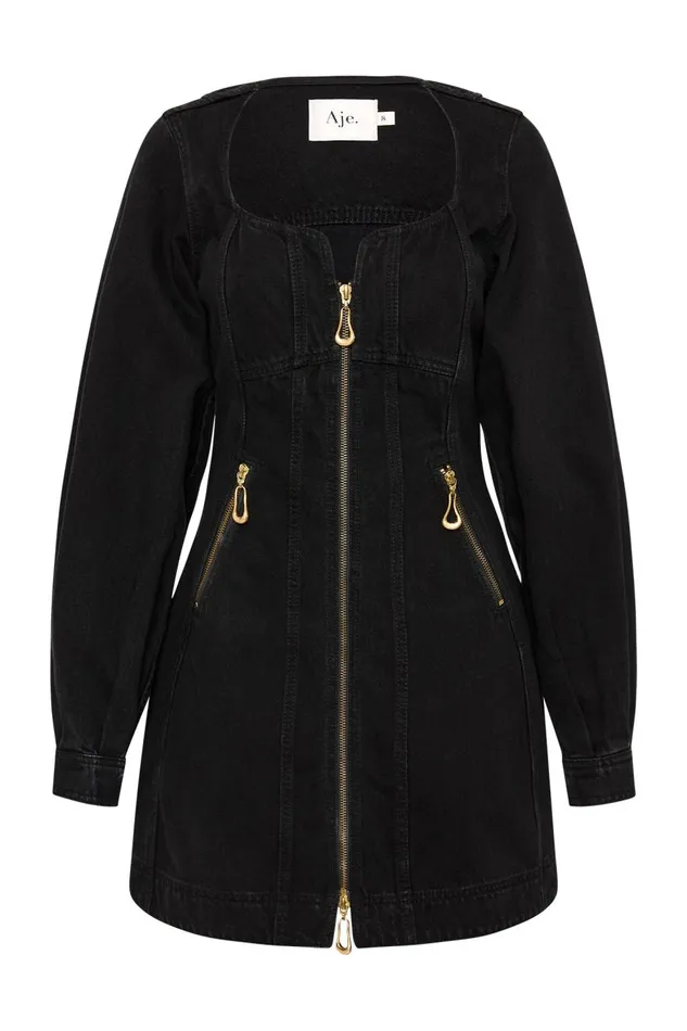 Aje Dresses Willa Denim Mini Dress Black 8211 Women Aje Dresses Willa Denim Mini Dress Black 8211 Women