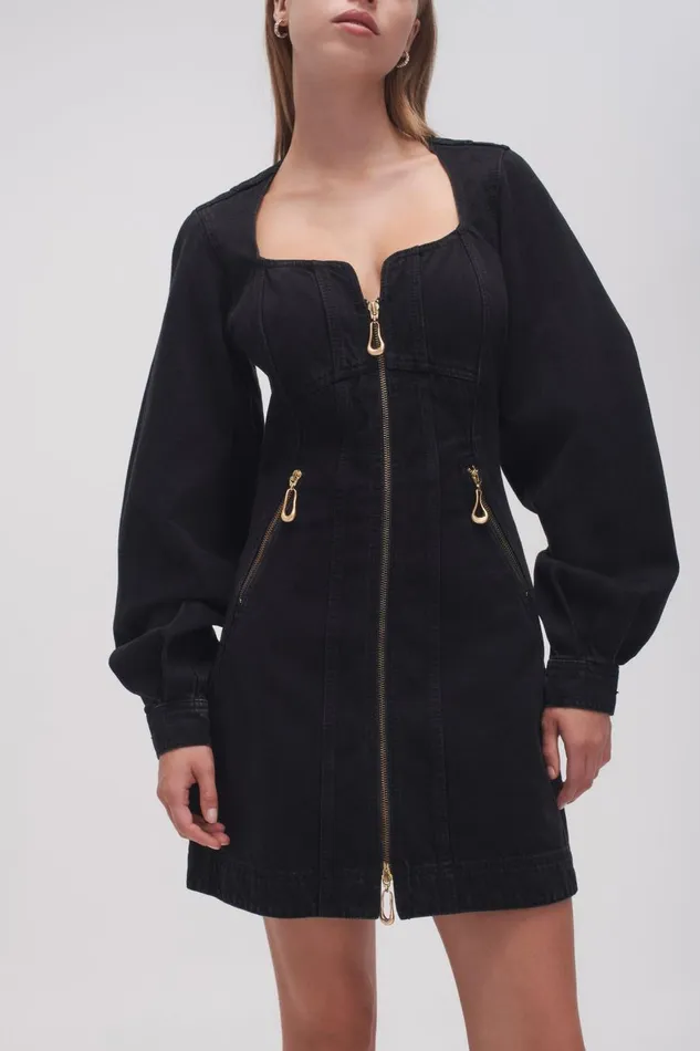 Aje Dresses Willa Denim Mini Dress Black 8211 Women Aje Dresses Willa Denim Mini Dress Black 8211 Women