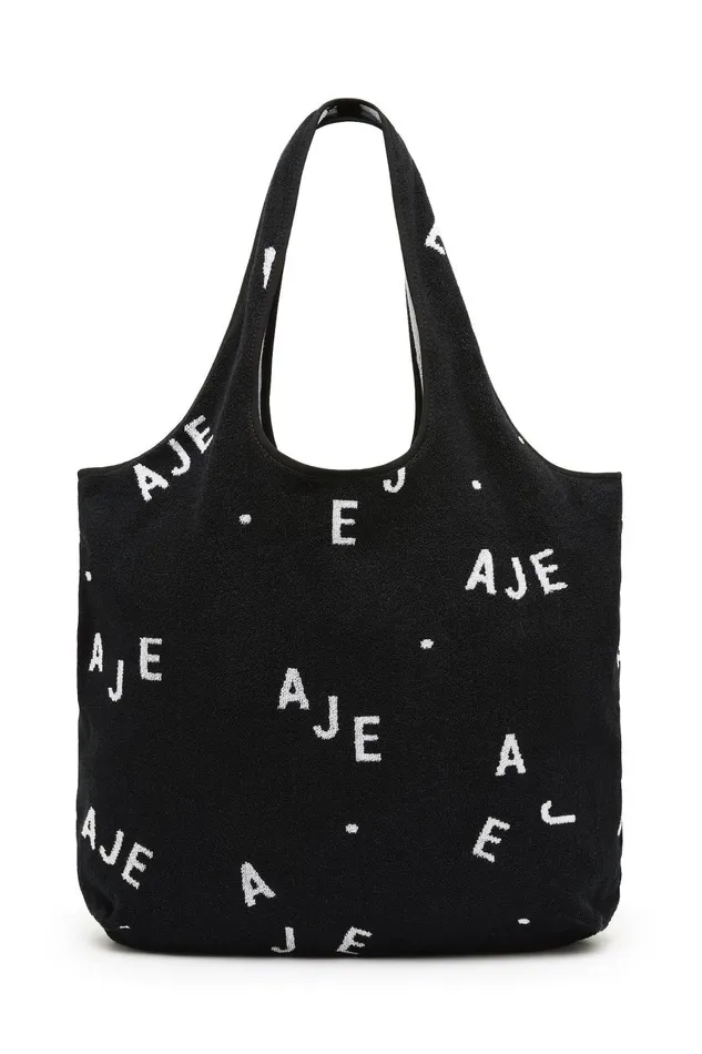 Aje Handbags and Wallets Senna Logo Beach Tote Black Logo Sprinkle 8211 Women Aje Handbags and Wallets Senna Logo Beach Tote Black Logo Sprinkle 8211 Women
