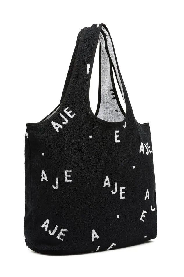 Aje Handbags and Wallets Senna Logo Beach Tote Black Logo Sprinkle 8211 Women Aje Handbags and Wallets Senna Logo Beach Tote Black Logo Sprinkle 8211 Women