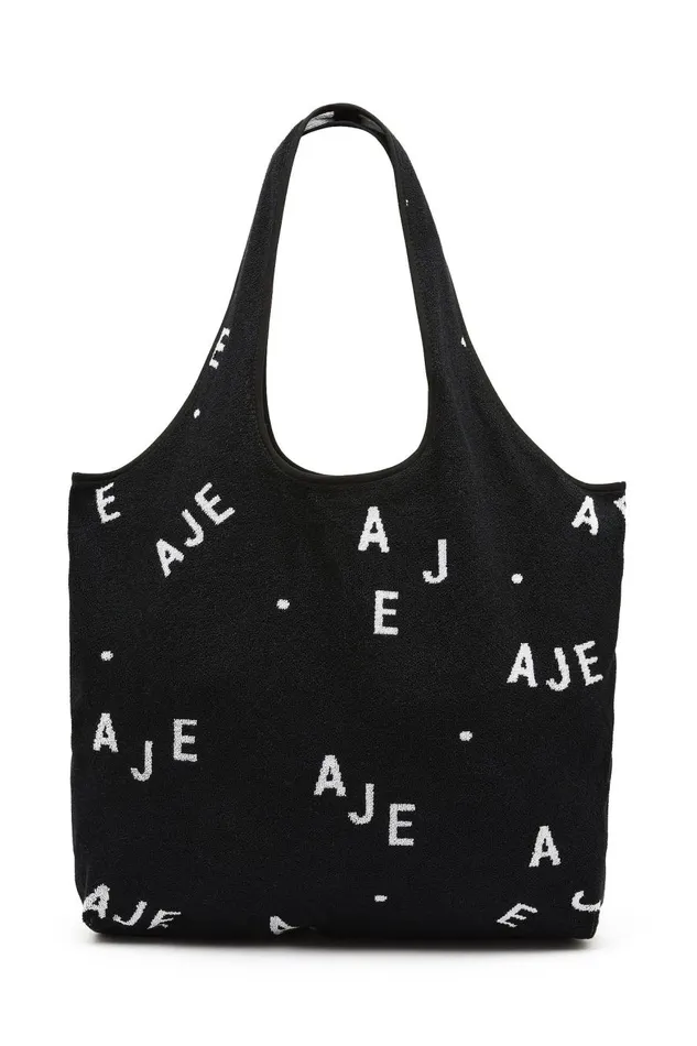Aje Handbags and Wallets Senna Logo Beach Tote Black Logo Sprinkle 8211 Women Aje Handbags and Wallets Senna Logo Beach Tote Black Logo Sprinkle 8211 Women