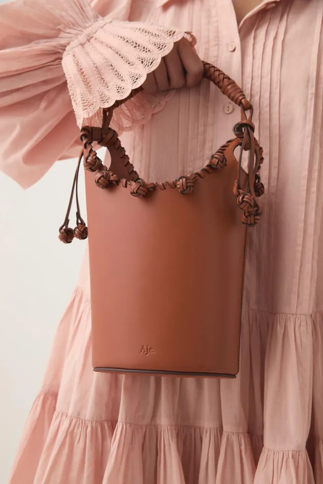 Aje Handbags and Wallets Tessellate Bucket Bag Spiced Chai 8211 Women Aje Handbags and Wallets Tessellate Bucket Bag Spiced Chai 8211 Women