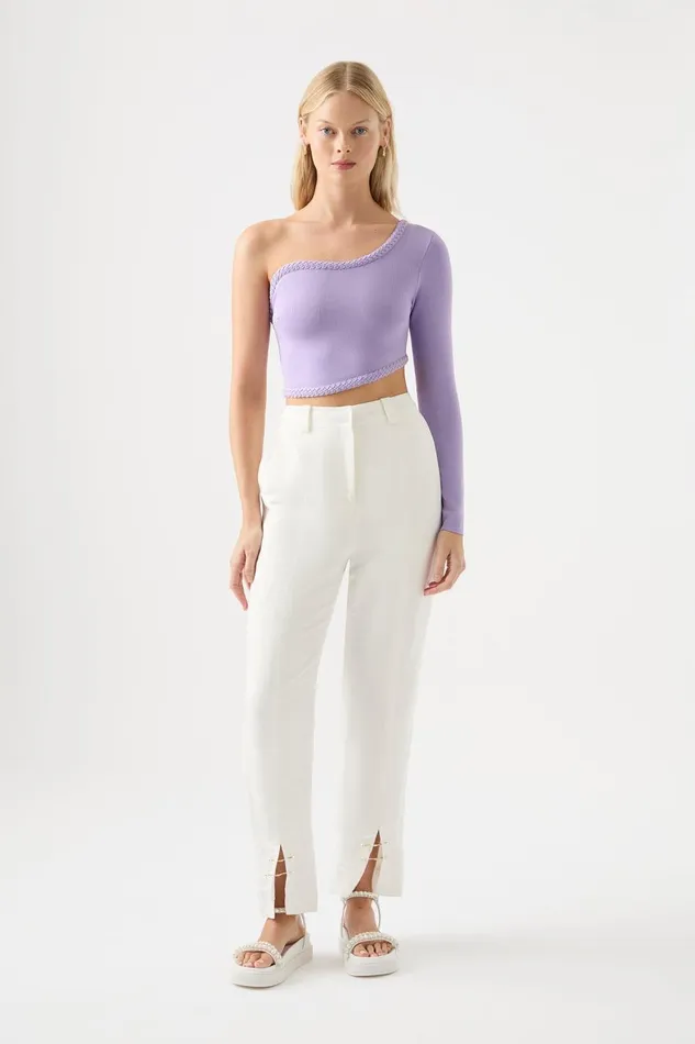 Aje Pants Zita Split Front Tapered Pant Ivory 8211 Women