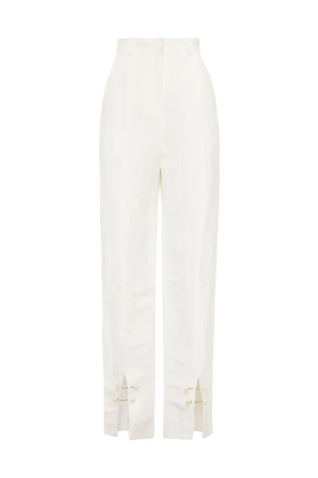 Aje Pants Zita Split Front Tapered Pant Ivory 8211 Women
