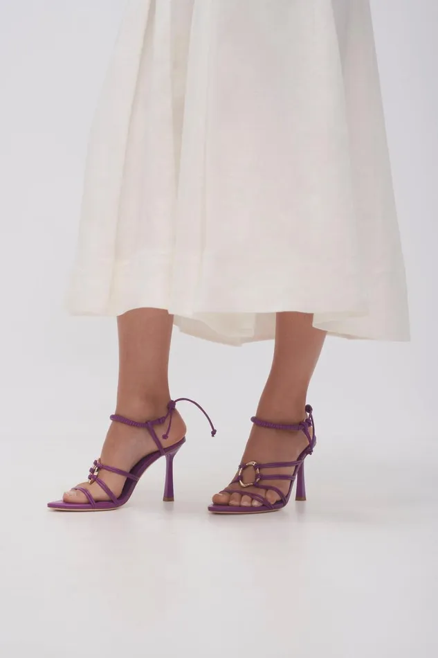 Aje Shoes Mirage Leather Strappy Heel Plum Purple 8211 Women