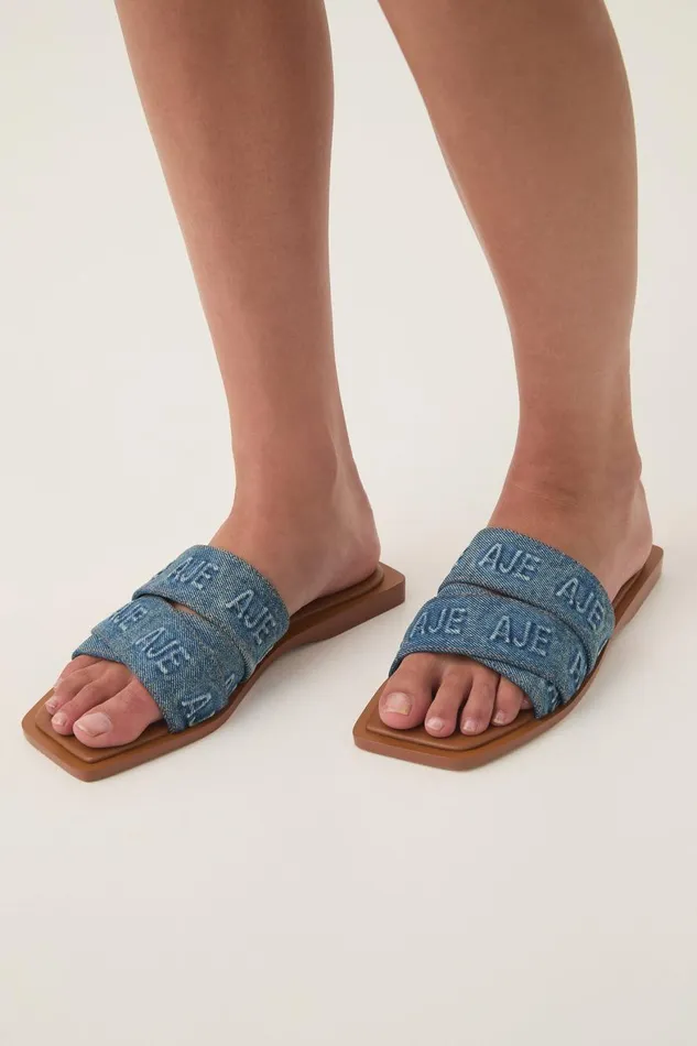 Aje Shoes Rita Denim Logo Slide 90039s Wash 8211 Women