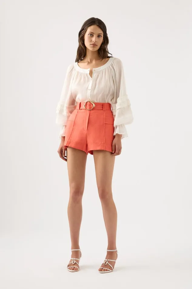 Aje Shorts Aurora Pinstitch Utility Short Coral 8211 Women