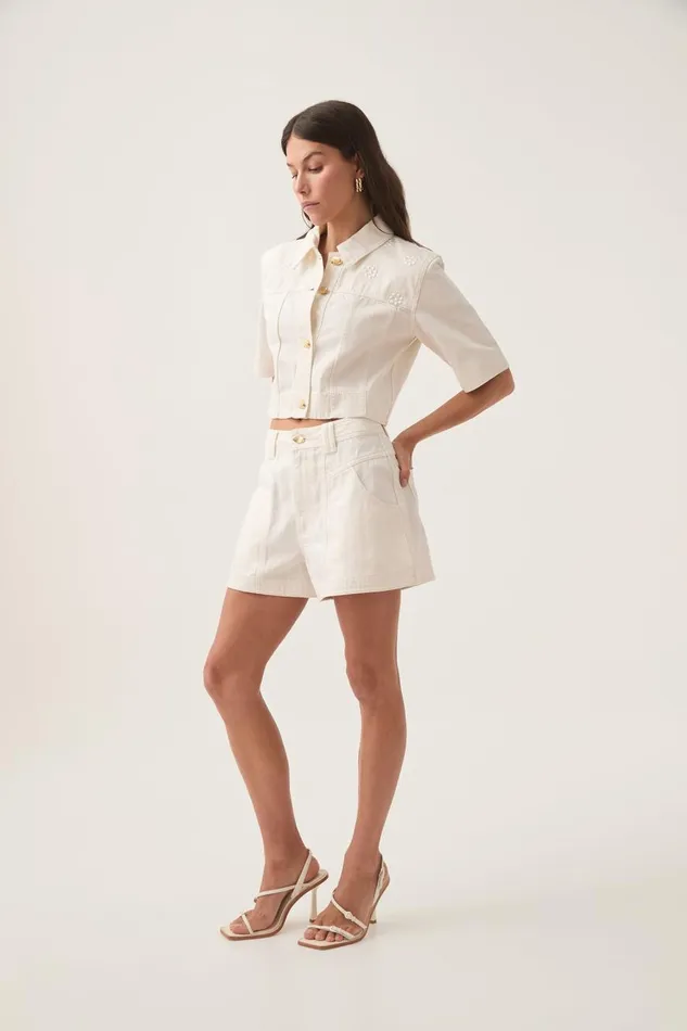 Aje Shorts Ren Belmond Denim Short White 8211 Women