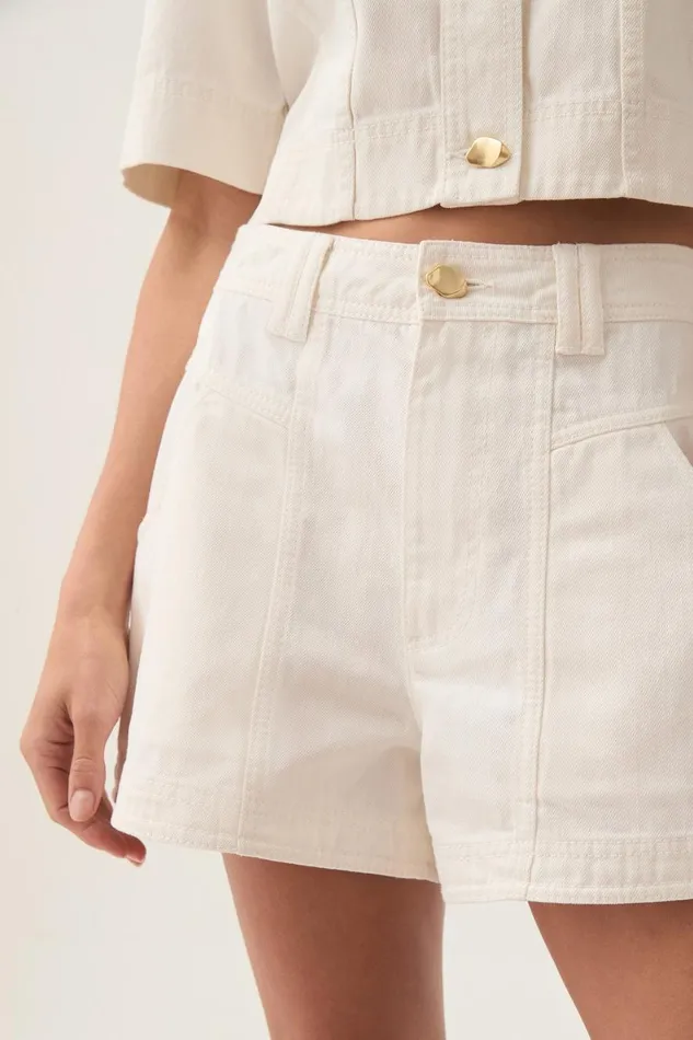 Aje Shorts Ren Belmond Denim Short White 8211 Women