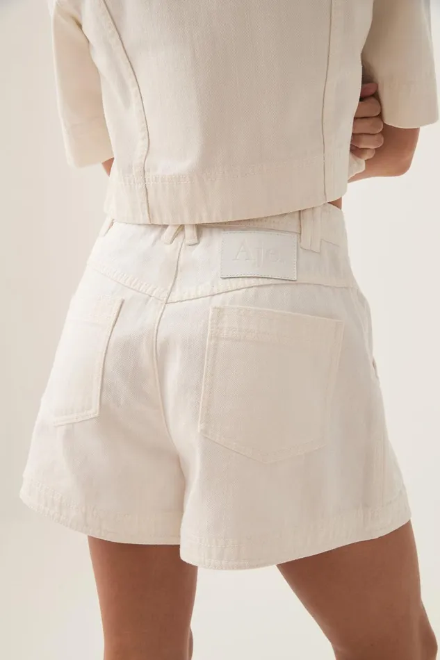 Aje Shorts Ren Belmond Denim Short White 8211 Women