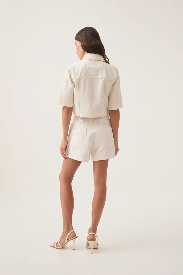 Aje Shorts Ren Belmond Denim Short White 8211 Women