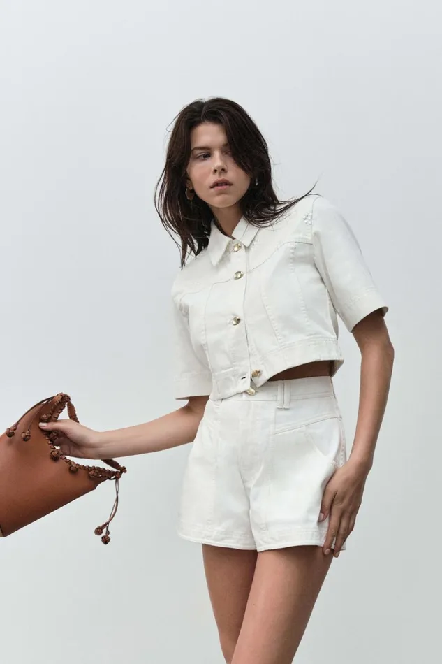Aje Shorts Ren Belmond Denim Short White 8211 Women