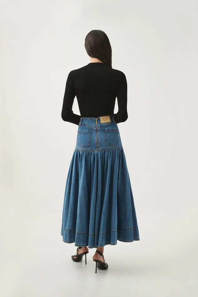 Aje Skirts Belmond Denim Midi Skirt 90039s Wash 8211 Women