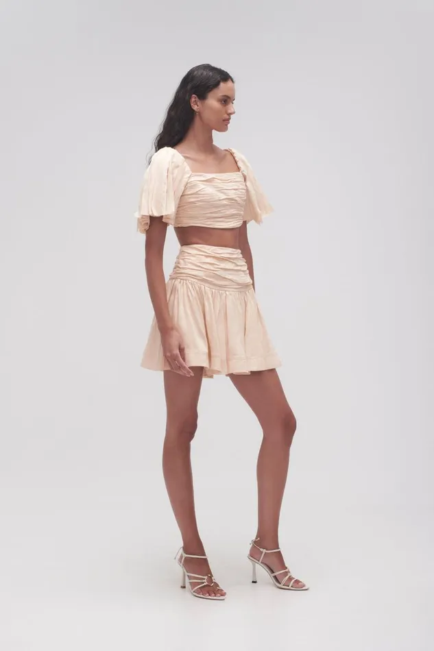 Aje Skirts Cari Ruched Waist Mini Skirt Coconut Cream 8211 Women