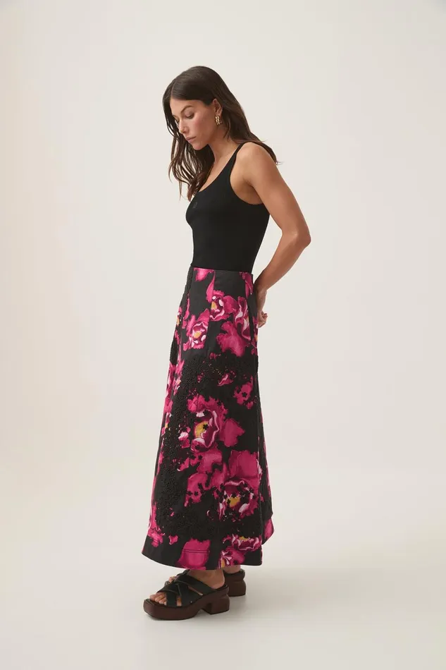 Aje Skirts Florence Midi Skirt Midnight Peony 8211 Women
