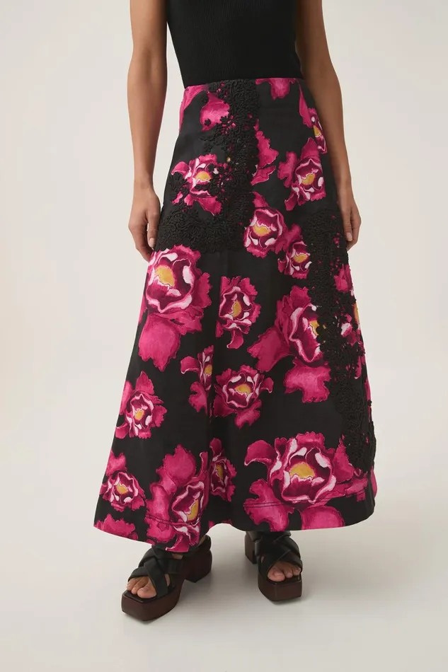Aje Skirts Florence Midi Skirt Midnight Peony 8211 Women