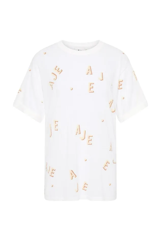 Aje Tees Decora Logo Sprinkle Knit Tee Ivoryneutral 8211 Women