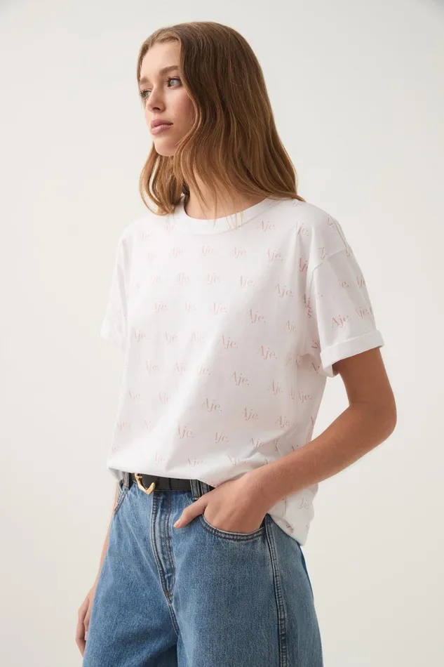 Aje Tees Ratio Logo Heritage Tee Whiteblush 8211 Women