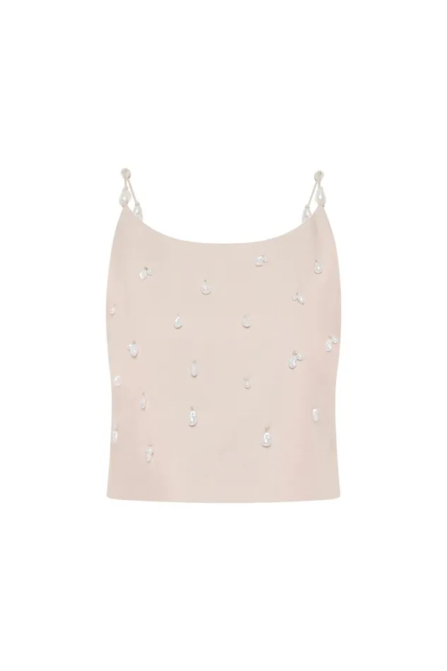 Aje Tops Akoya Crop Top Oatmeal 8211 Women Aje Tops Akoya Crop Top Oatmeal 8211 Women