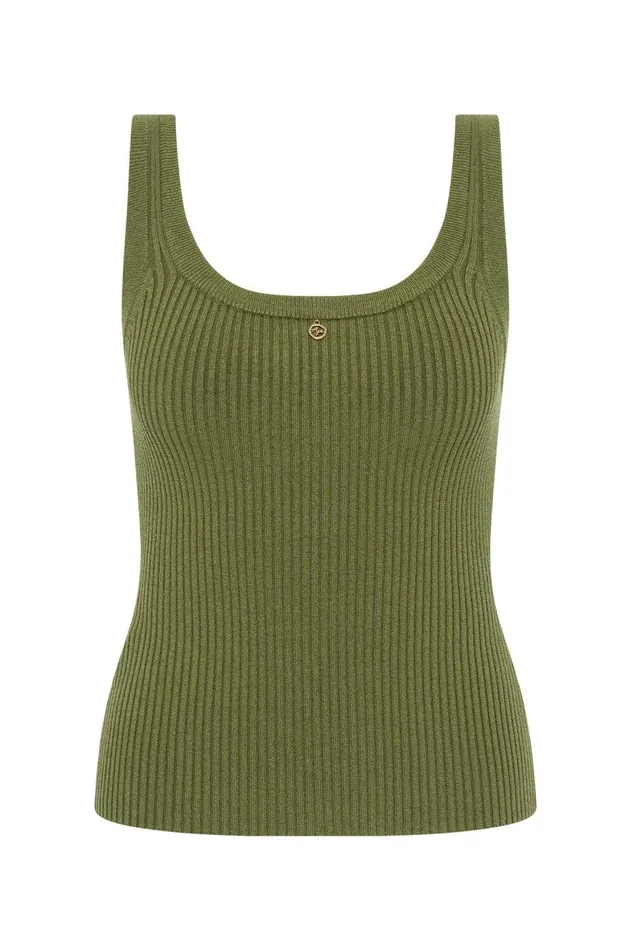 Aje Tops Bronte Scoop Neck Rib Tank Palm Green 8211 Women Aje Tops Bronte Scoop Neck Rib Tank Palm Green 8211 Women