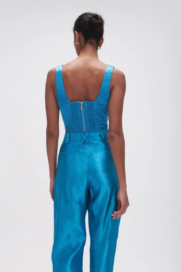 Aje Tops Elation Pleated Bralette Azure Blue 8211 Women Aje Tops Elation Pleated Bralette Azure Blue 8211 Women