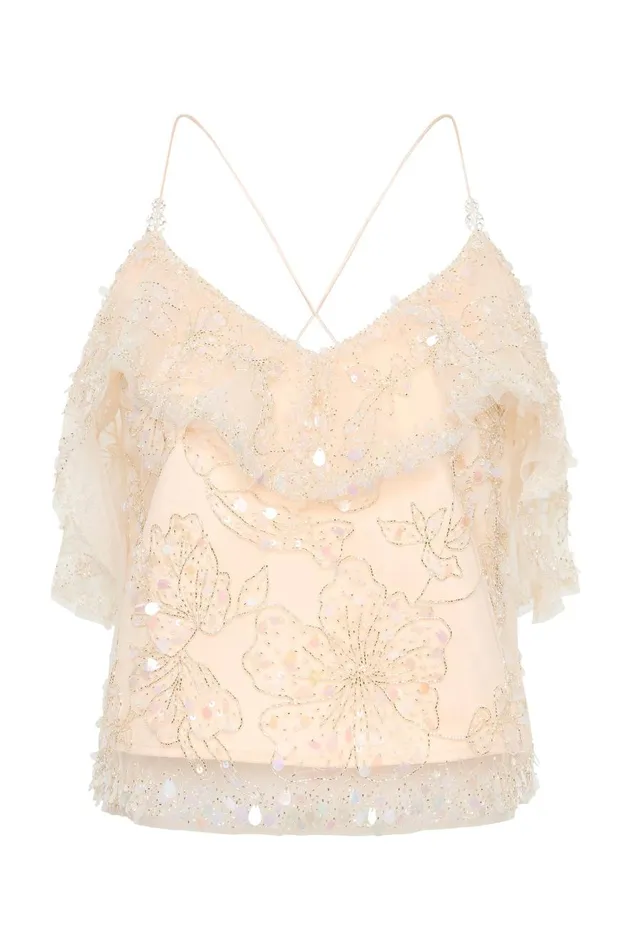 Aje Tops Iridescence Crop Top Moondust 8211 Women Aje Tops Iridescence Crop Top Moondust 8211 Women