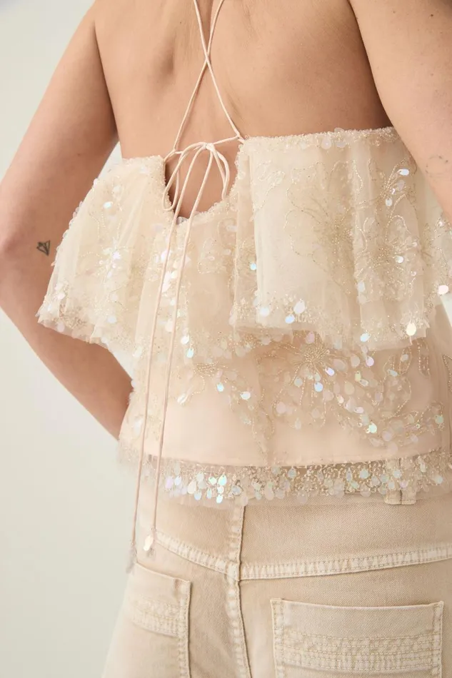 Aje Tops Iridescence Crop Top Moondust 8211 Women Aje Tops Iridescence Crop Top Moondust 8211 Women