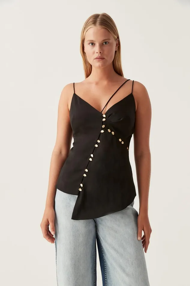 Aje Tops Riddle Button Down Top Black 8211 Women