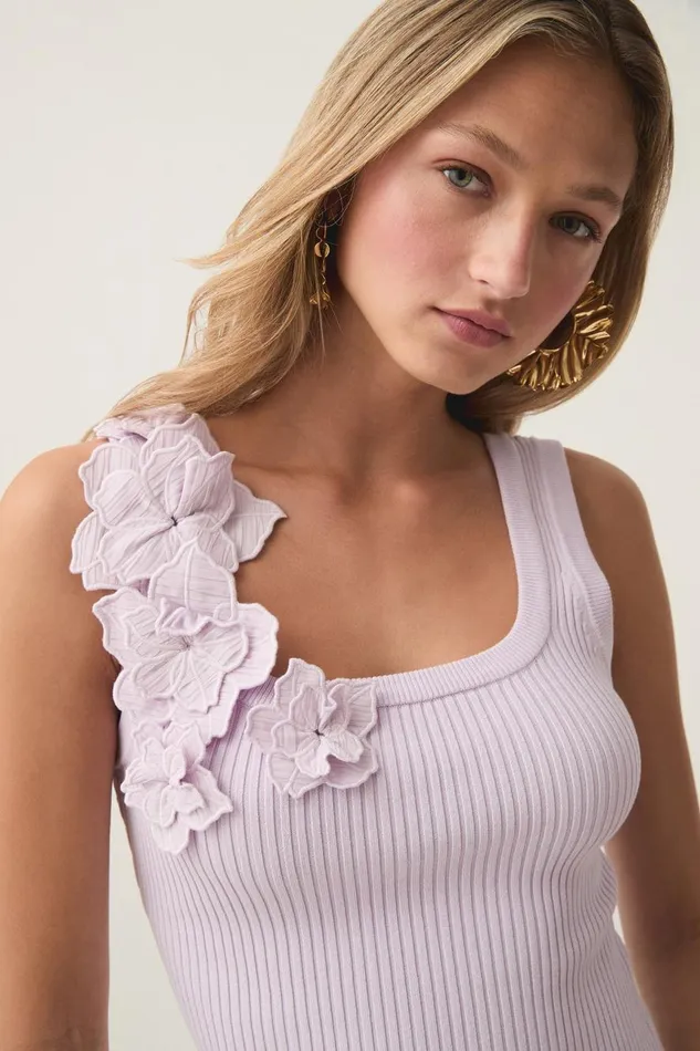 Aje Tops Splendour Flower Knit Tank Soft Violet 8211 Women Aje Tops Splendour Flower Knit Tank Soft Violet 8211 Women