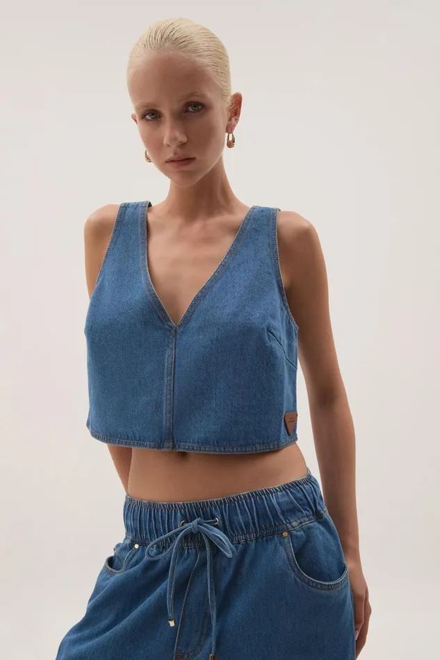 Aje Tops Sunray Crop Top Blue Wash 8211 Women