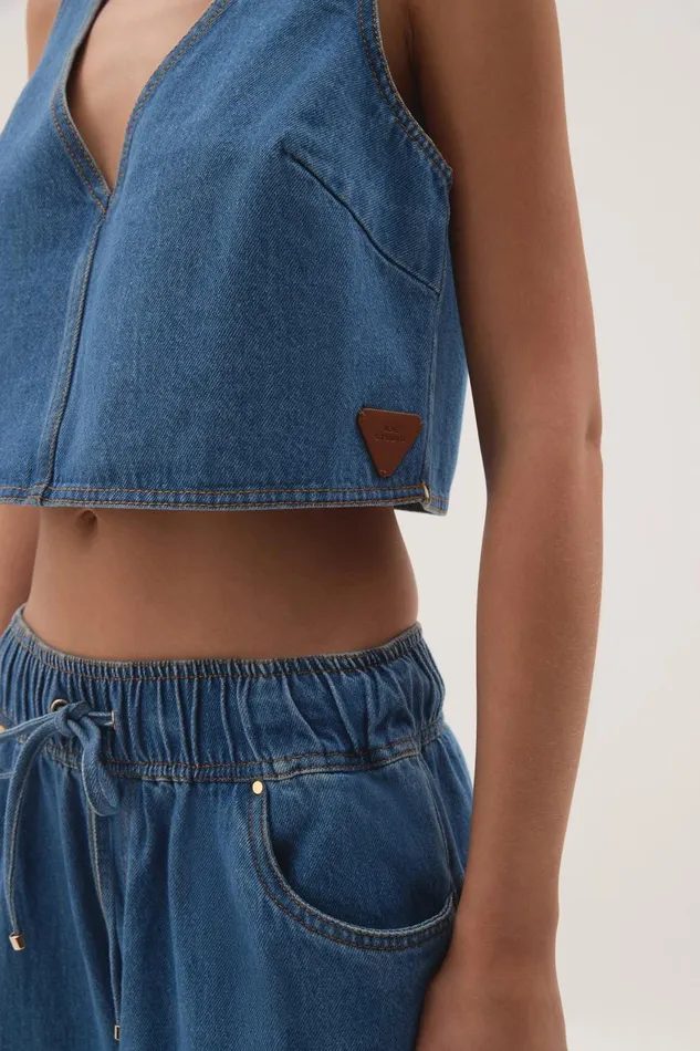 Aje Tops Sunray Crop Top Blue Wash 8211 Women