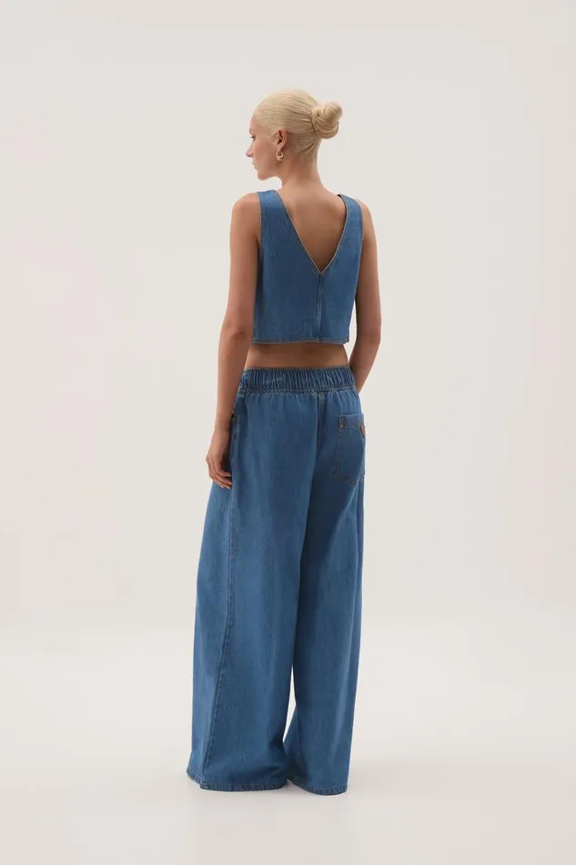 Aje Tops Sunray Crop Top Blue Wash 8211 Women