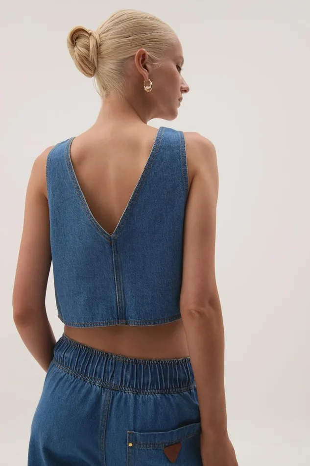 Aje Tops Sunray Crop Top Blue Wash 8211 Women