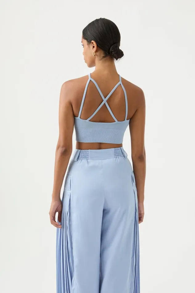 Aje Tops Xanthe Halter Knit Crop Top Steel Blue 8211 Women