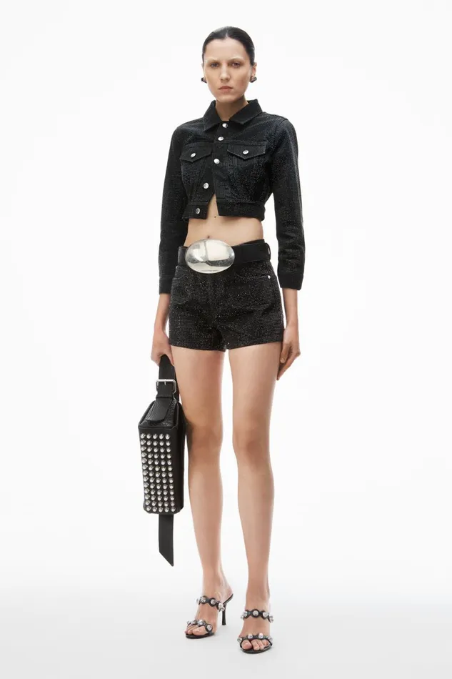 Alexander Wang Denim Women Shorty HighRise Short In Crystal Hotfix Denim