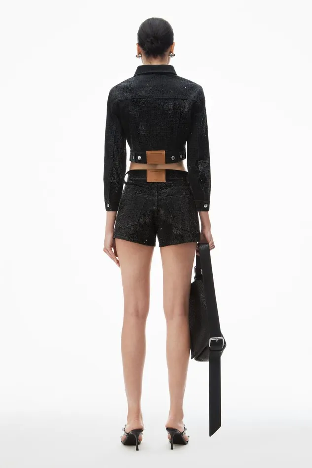Alexander Wang Denim Women Shorty HighRise Short In Crystal Hotfix Denim