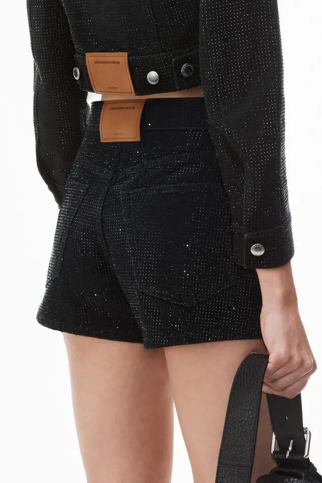Alexander Wang Denim Women Shorty HighRise Short In Crystal Hotfix Denim