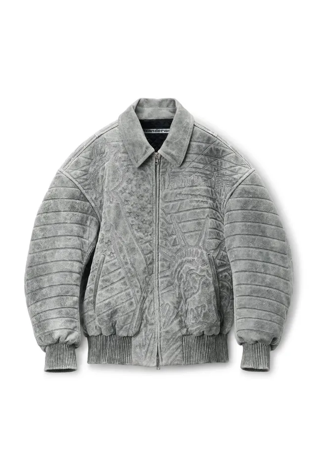 Alexander Wang Outerwear Men Embroidered Bomber Jacket In Lambskin