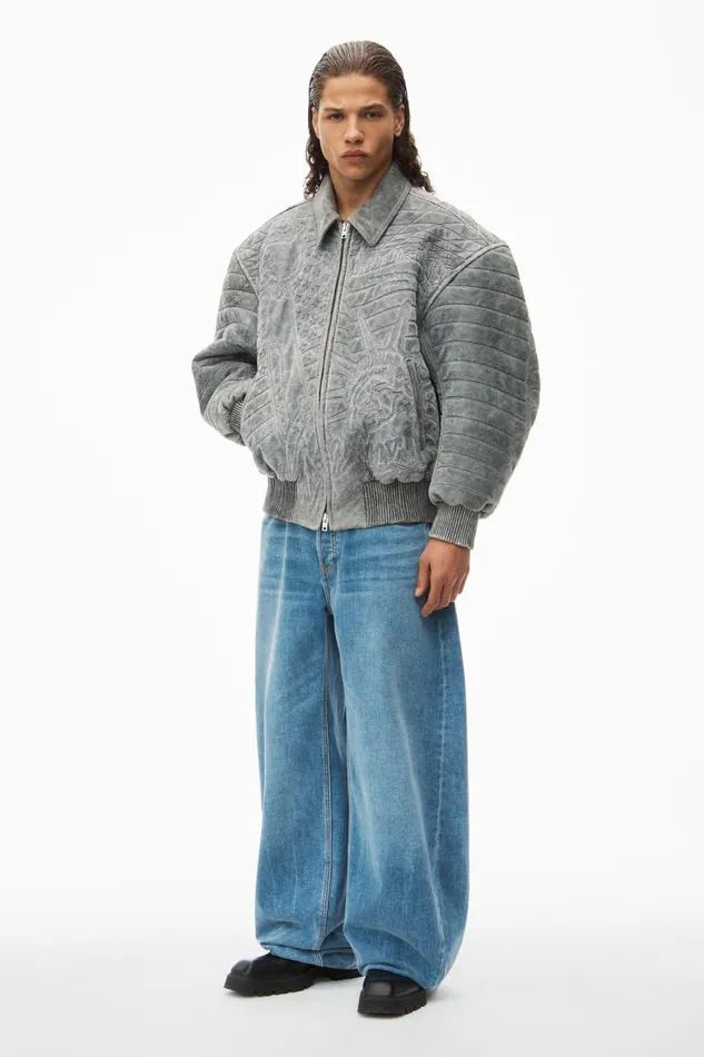 Alexander Wang Outerwear Men Embroidered Bomber Jacket In Lambskin