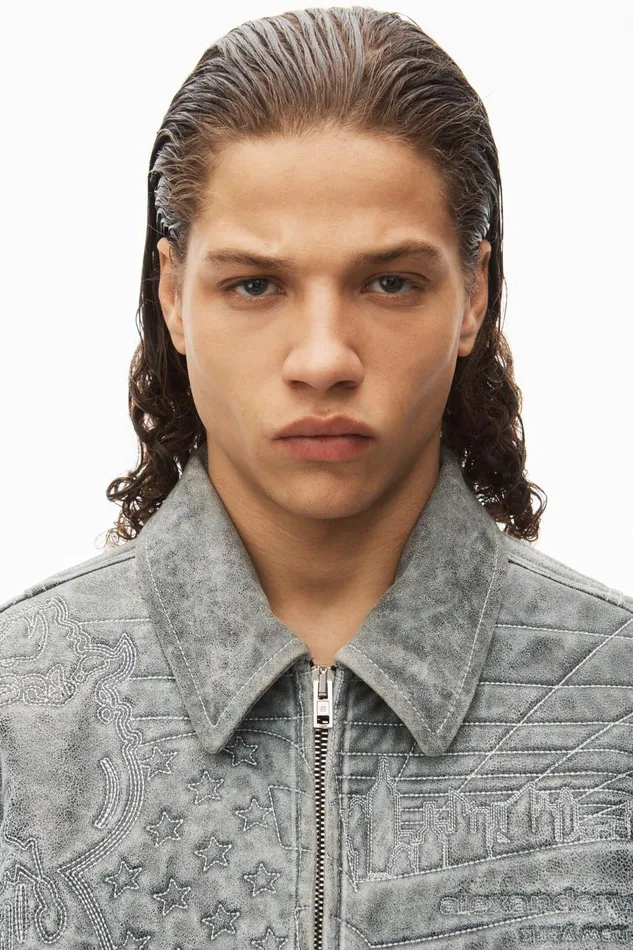 Alexander Wang Outerwear Men Embroidered Bomber Jacket In Lambskin