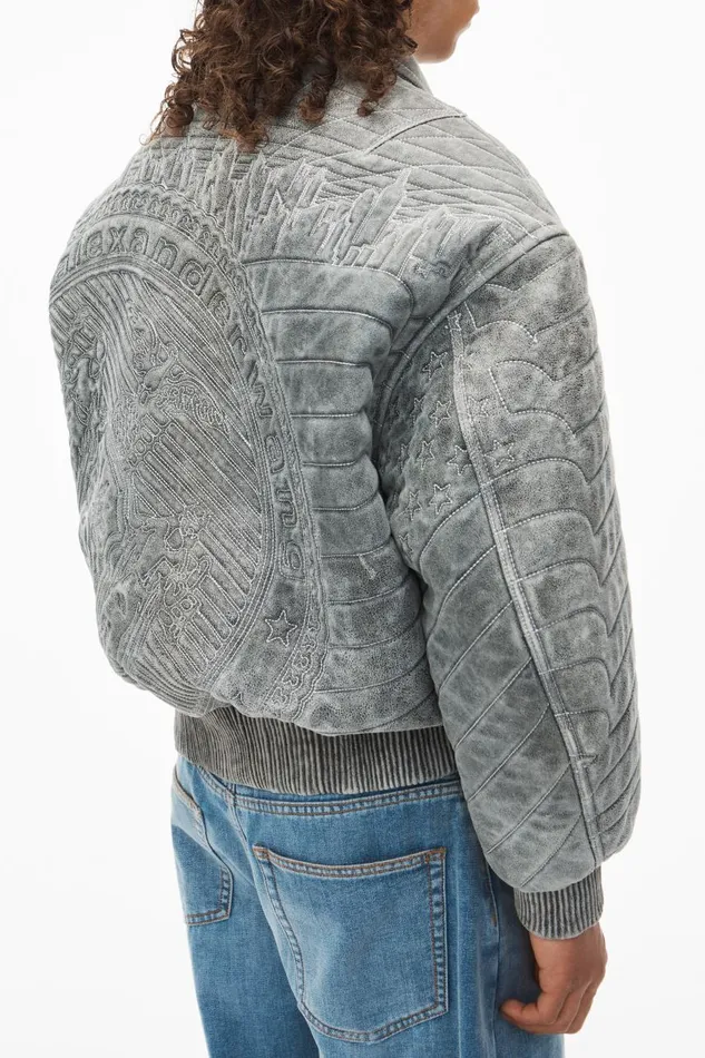 Alexander Wang Outerwear Men Embroidered Bomber Jacket In Lambskin