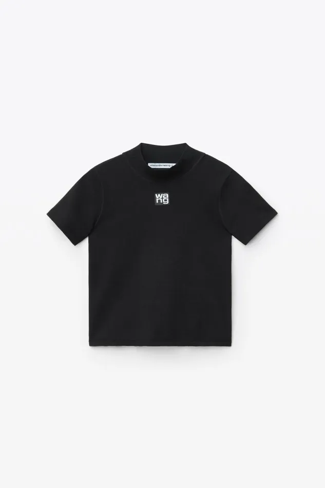 Alexander Wang Sweaters Women Logo Patch Mockneck Top In Bodycon Knit