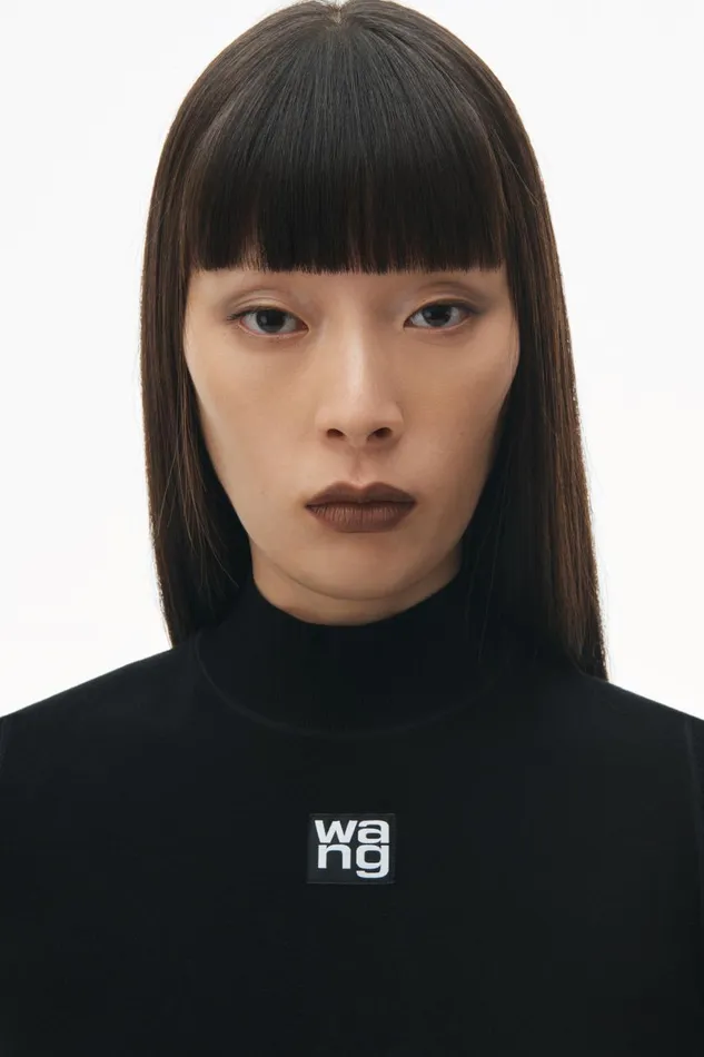 Alexander Wang Sweaters Women Logo Patch Mockneck Top In Bodycon Knit