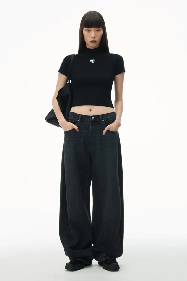 Alexander Wang Sweaters Women Logo Patch Mockneck Top In Bodycon Knit