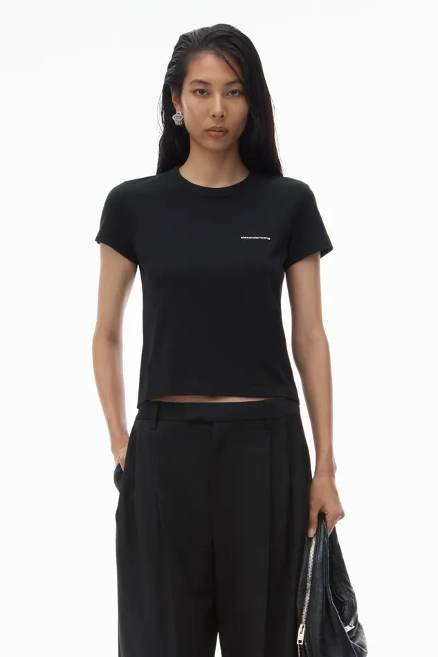 Alexander Wang TShirts Women Shrunken Tee In High Twist Jersey