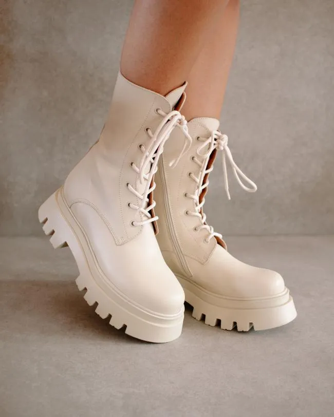 ALOHAS Boots Globetrotter 8211 White Leather Boots 8211 Women