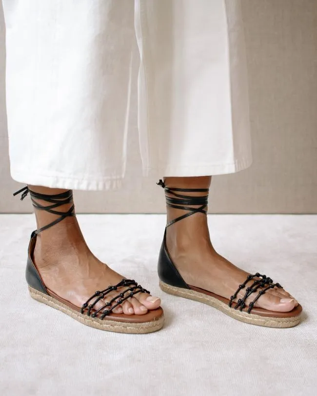 ALOHAS Espadrilles Wanderer 8211 Black Leather Espadrilles 8211 Women