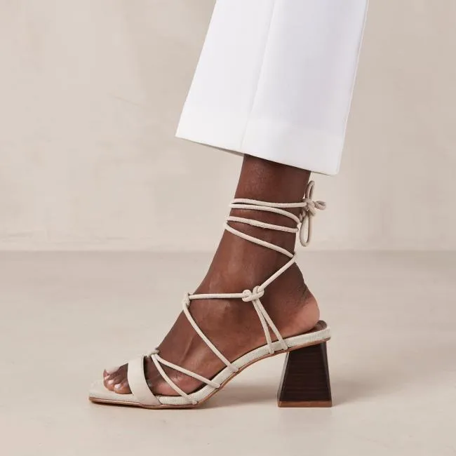 ALOHAS Heels Icicle 8211 Cream Suede Sandals 8211 Women