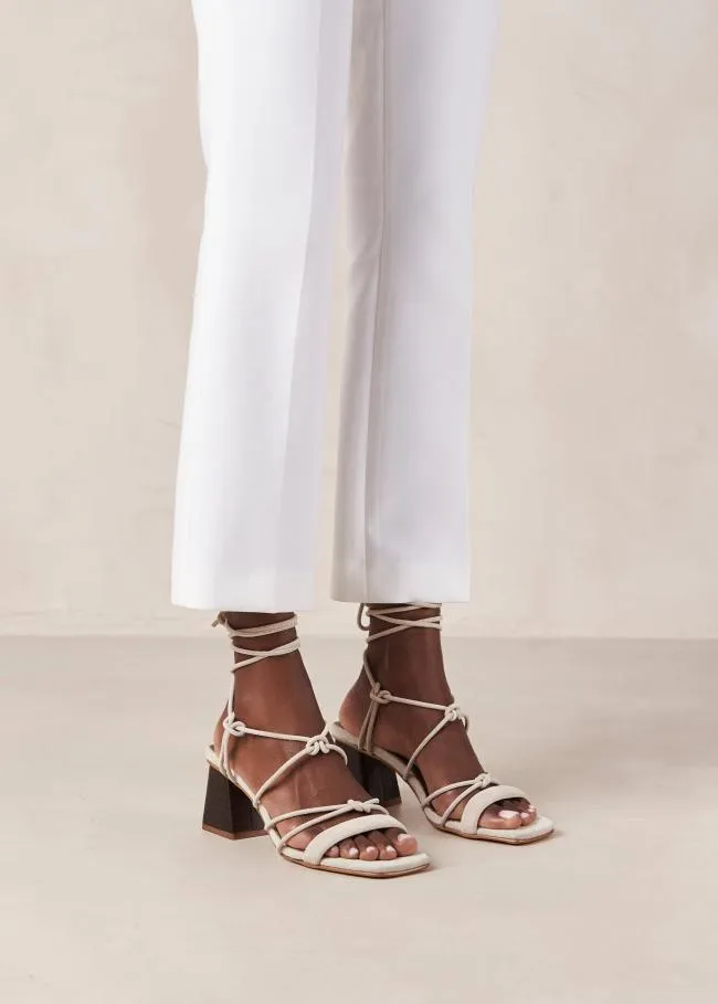 ALOHAS Heels Icicle 8211 Cream Suede Sandals 8211 Women